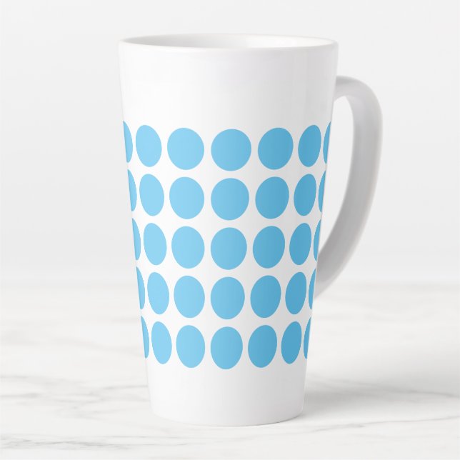 Latte Mug-Blue Polka Dots Latte Mug (Right Angle)