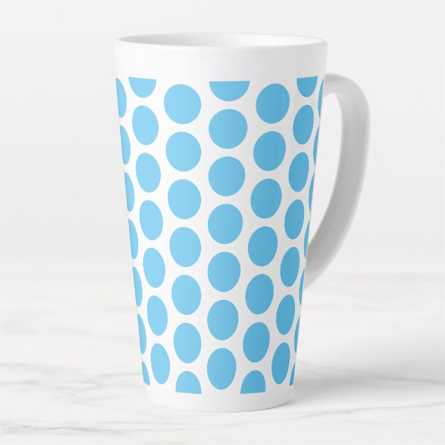 Latte Mug-Blue Polka Dots Mug (Right Angle)