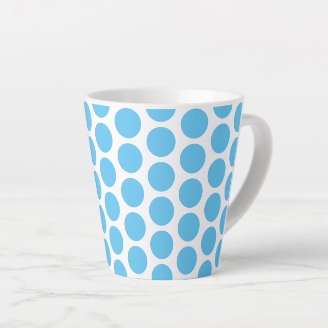 Latte Mug-Blue Polka Dots Mug (Right Angle)