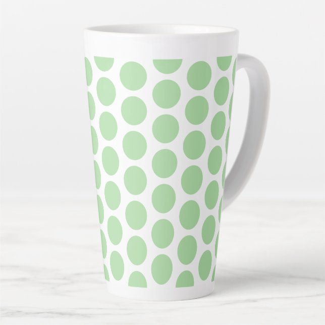 Latte Mug-Green Polka Dots Latte Mug (Right Angle)