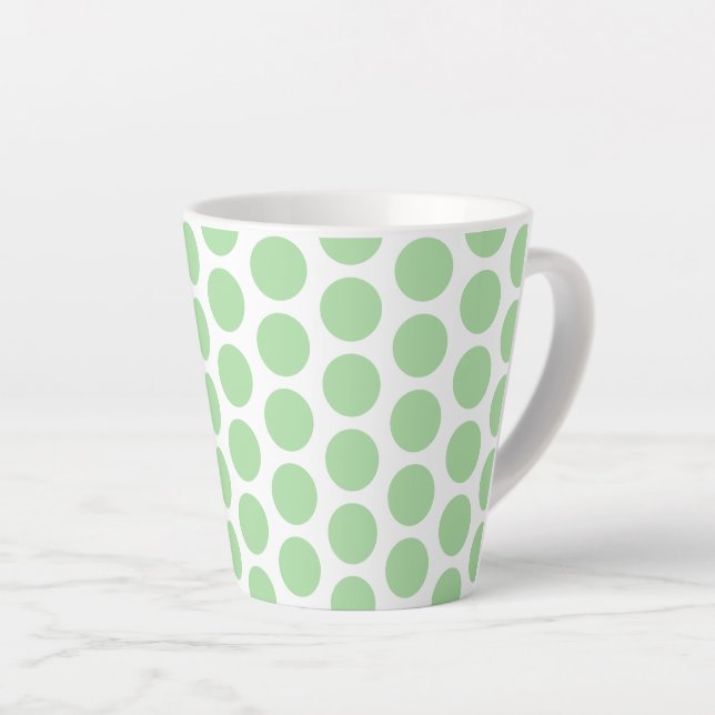 Latte Mug-Green Polka Dots Mug (Right Angle)