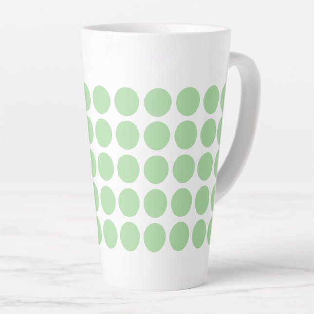 Latte Mug-Green Polka Dots Mug (Right Angle)