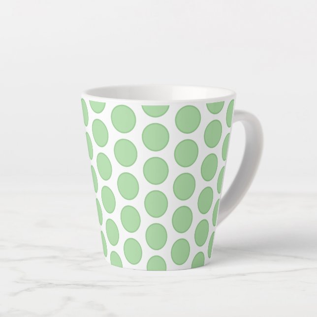 Latte Mug-Green Polka Dots Mug (Right Angle)