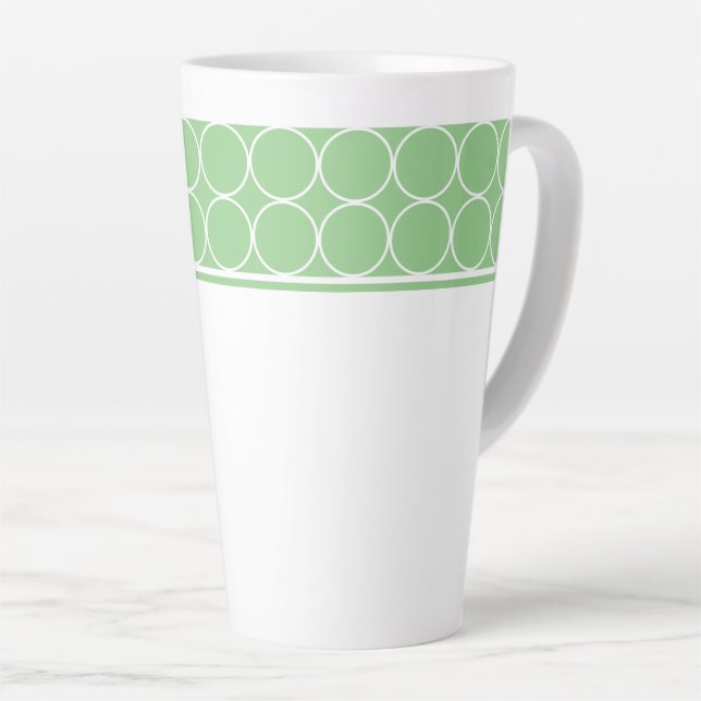 Latte Mug-Green & White Dots Mug (Right Angle)