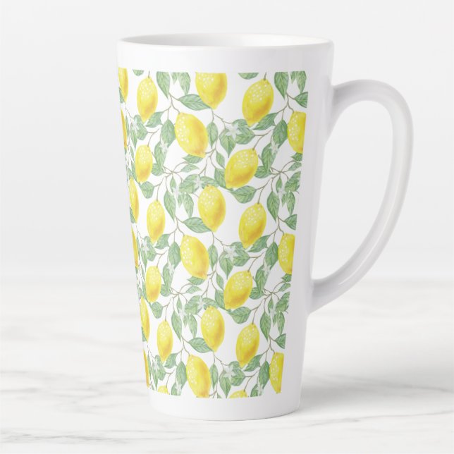 Latte Mug-Lemons Print Latte Mug (Right)