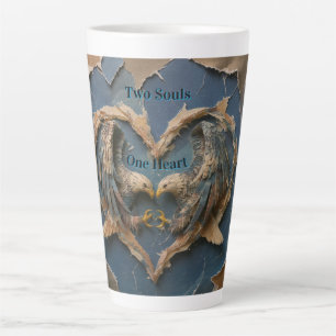 Latte Mug Paper Cut Eagle Two Souls One Heart