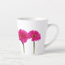 Latte Mug Pink Gerbera Daisies