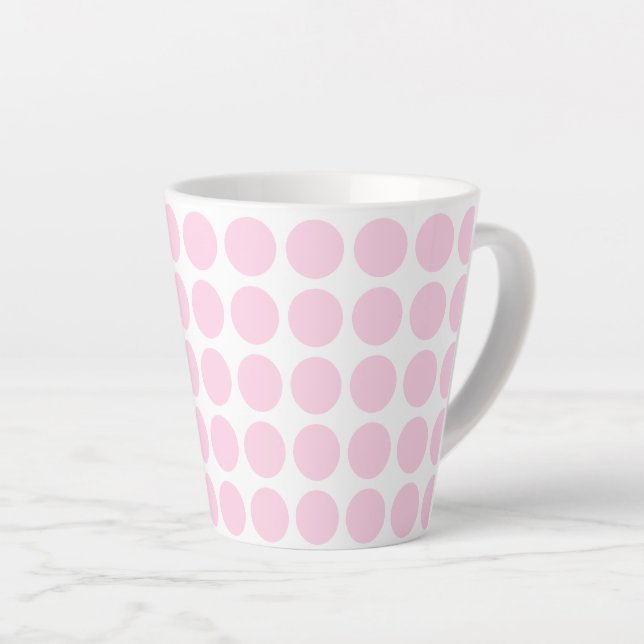 Latte Mug-Pink Polka Dots Mug (Right Angle)