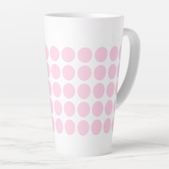 Latte Mug-Pink Polka Dots Mug (Right Angle)