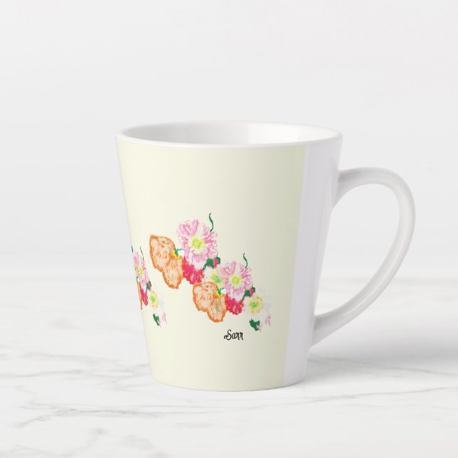 Latte Mug : Poppy Flowers (Right)