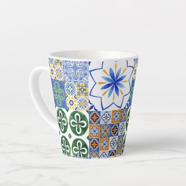 Latte Mug Portuguese tiles (Left Angle)