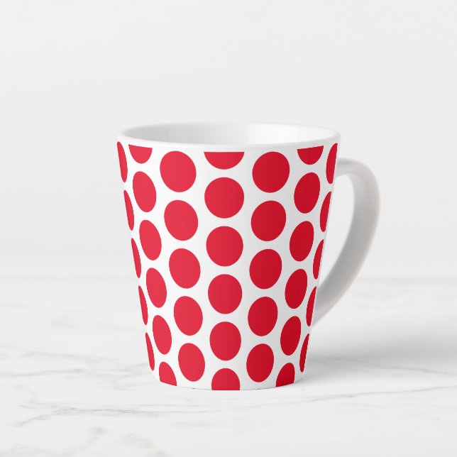 Latte Mug-Red Polka Dots Latte Mug (Right Angle)