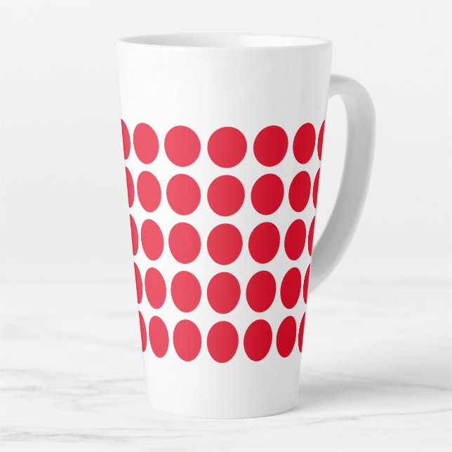 Latte Mug-Red Polka Dots Mug (Right Angle)