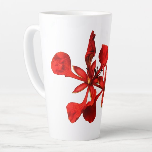 Latte Mug Royal Poinciana Flower (Left Angle)