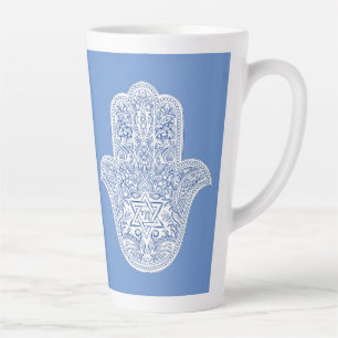 Latte Mugs - Hamsa - Judaica - Coffee Mug 