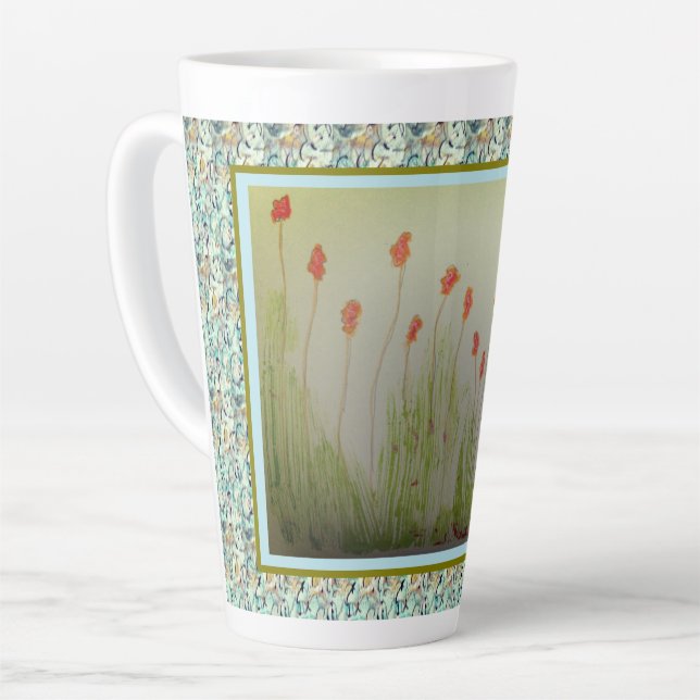 Latte - Red Wildflowers Latte Mug (Left Angle)