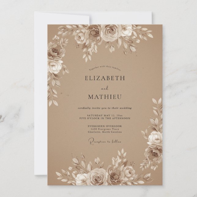 Latte Warm Bohemian Wedding Invitation (Front)
