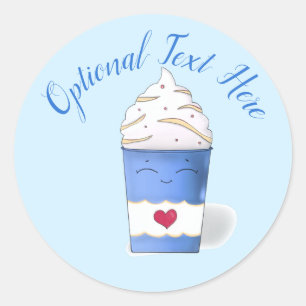 Latte & Whipped Cream (Blue) Classic Round Sticker