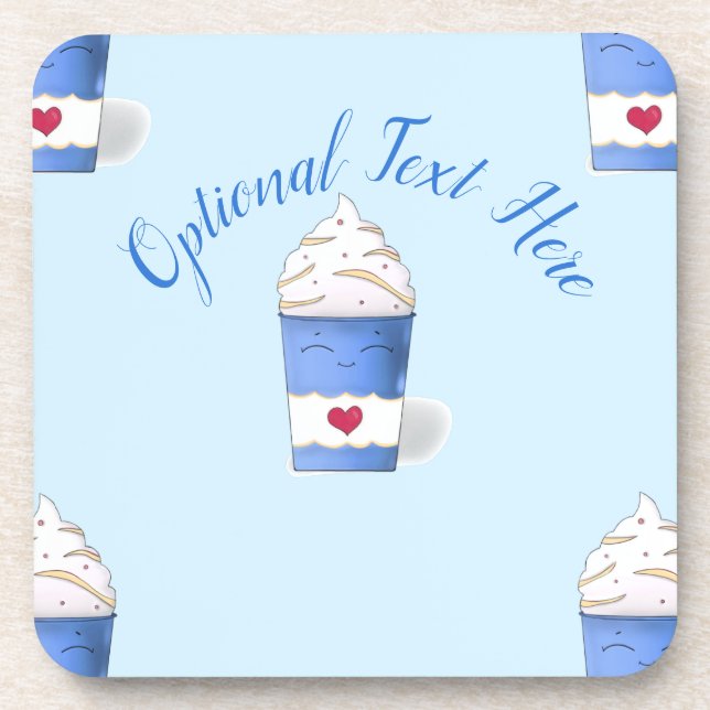 Latte & Whipped Cream (Blue)   Coaster (Front)
