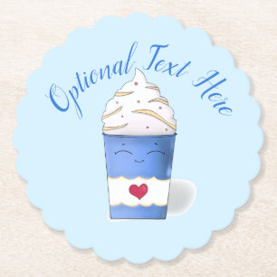 Latte & Whipped Cream (Blue) Paper Coaster