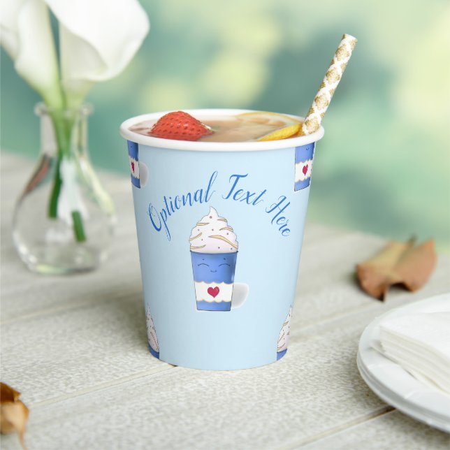 Latte & Whipped Cream (Blue) Paper Cups (Insitu)