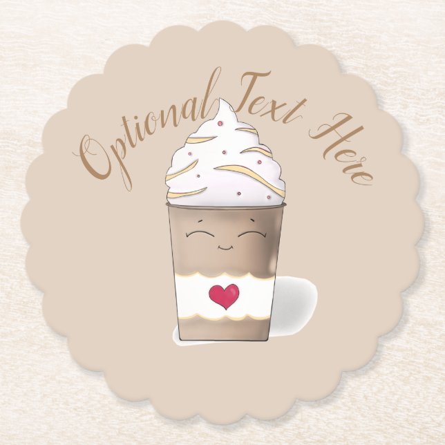 Latte & Whipped Cream (Coffee)  Paper Coaster (Front)