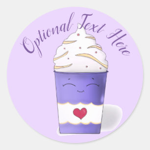 Latte & Whipped Cream (Purple)  Classic Round Sticker