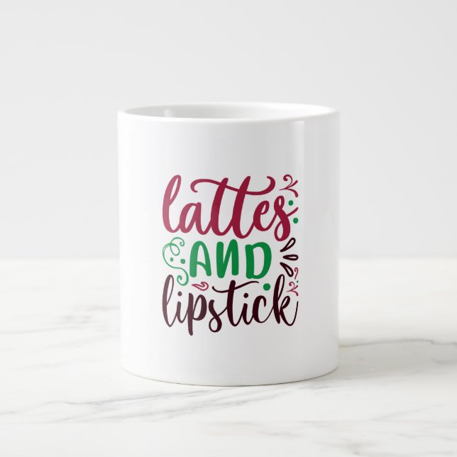 lattes and lipstick large coffee mug (Front)