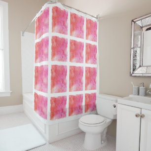 Lattice and Marble Effect Pink and Orange Shower Curtain
