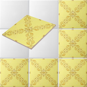 Lattice Design of Geometric & Foliate Medallions Ceramic Tile