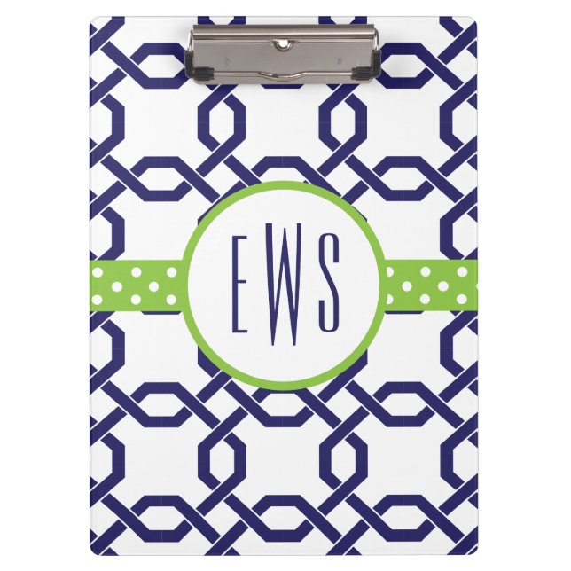 Lattice & Grosgrain Monogrammed Clipboard (Front)