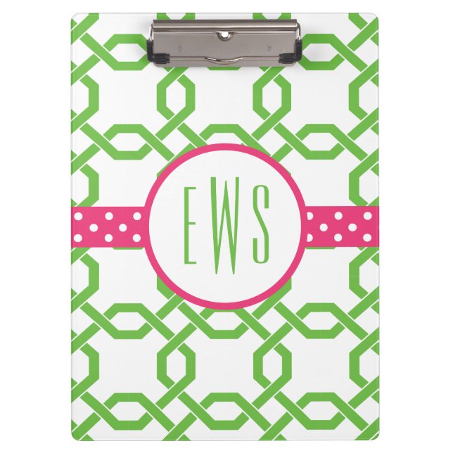 Lattice & Grosgrain Monogrammed Clipboard (Front)