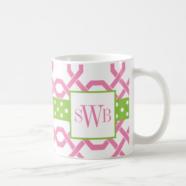 Lattice & Grosgrain Monogrammed Mug (Right)
