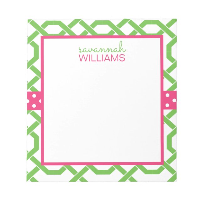 Lattice & Grosgrain Personalised Notepad (Front)