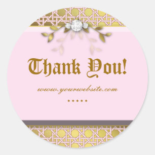 Lattice Leaves Jewellery Pink Gold Classic Round Sticker
