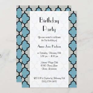 Latticework, Quatrefoil, Trellis, Birthday Party Invitation