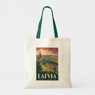 Latvia Baltic Sea Illustration Travel Art Vintage Tote Bag