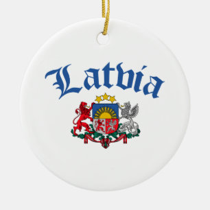 Latvia Coat of Arms Ceramic Ornament