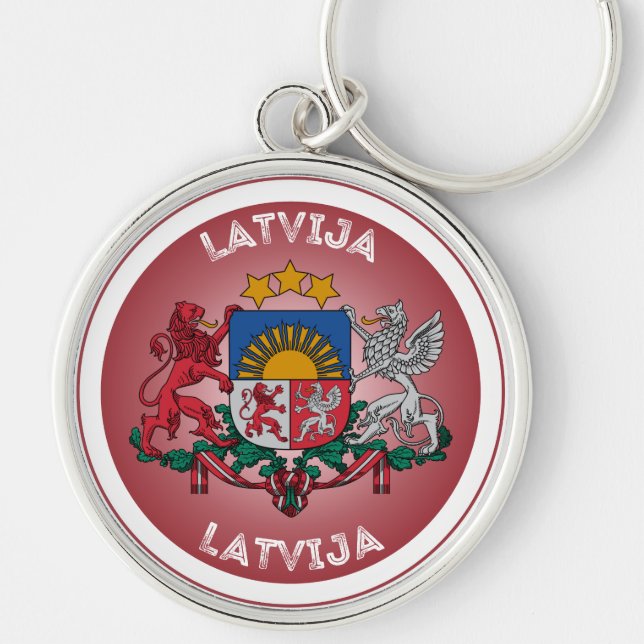 Latvia Coat of Arms Circle Shape  Key Ring (Front)