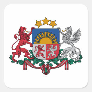 Latvia country coat arms symbol emblem flag square sticker