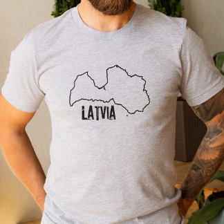 Latvia Country Map Latvian National Border Outline T-Shirt