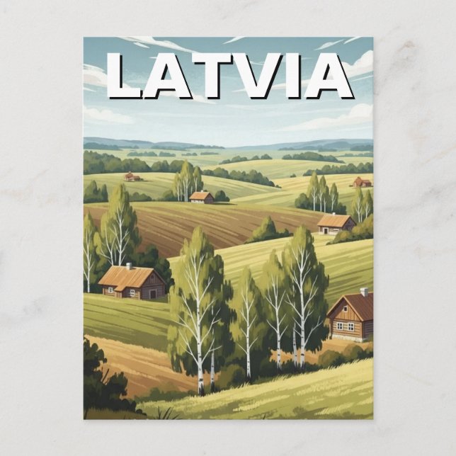 Latvia Countryside Travel Postcard (Front)