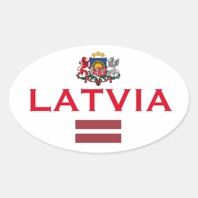 Latvia European Oval Style Sticker (Front)