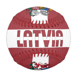 Latvia Flag and Coat of Arms Patriotic Baseball