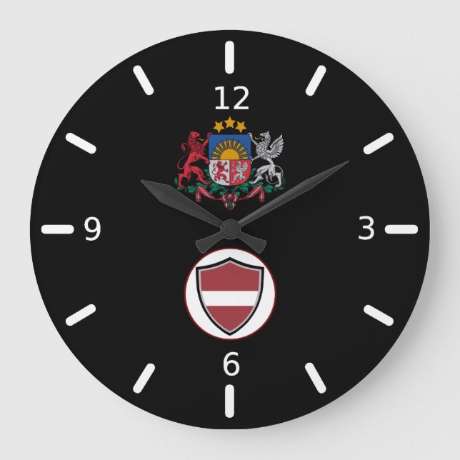 Latvia flag-coat arms large clock (Front)