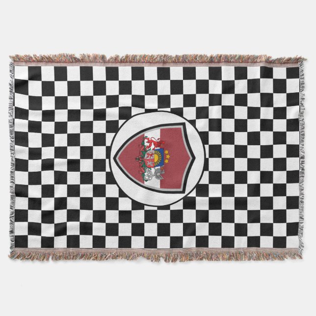Latvia flag-coat arms throw blanket (Front)