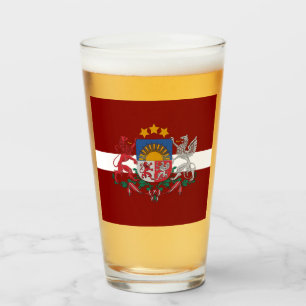 Latvia flag-coat of arms  glass