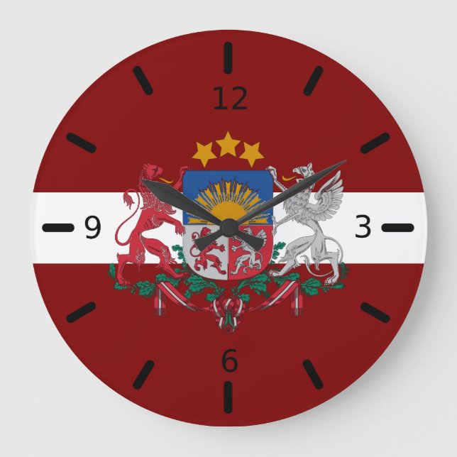 Latvia flag-coat of arms  large clock (Front)