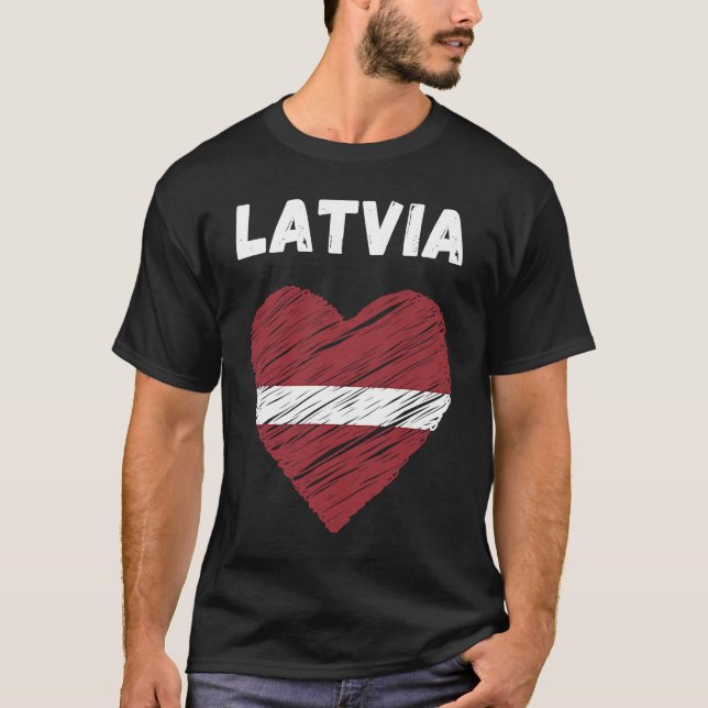Latvia Flag Holiday Latvia Heart Latvian Flag T-Shirt (Front)
