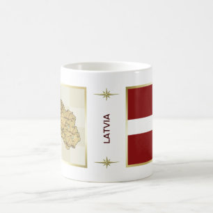 Latvia Flag + Map Mug